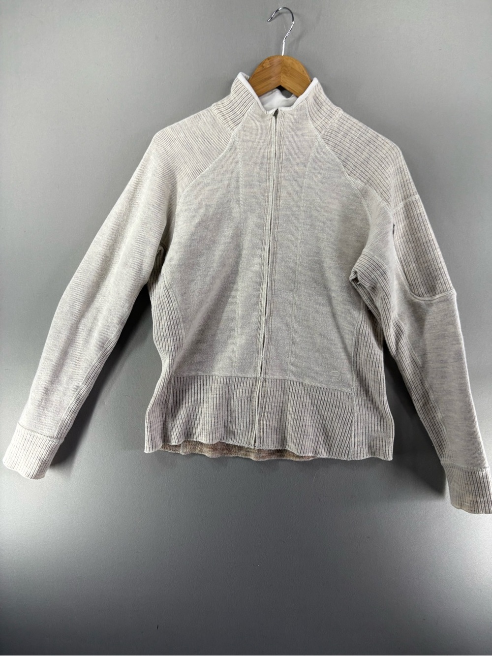 Mountain Hardwear Womens Full Zip Up Jacket Polyester/Wool  Tan Gray Large